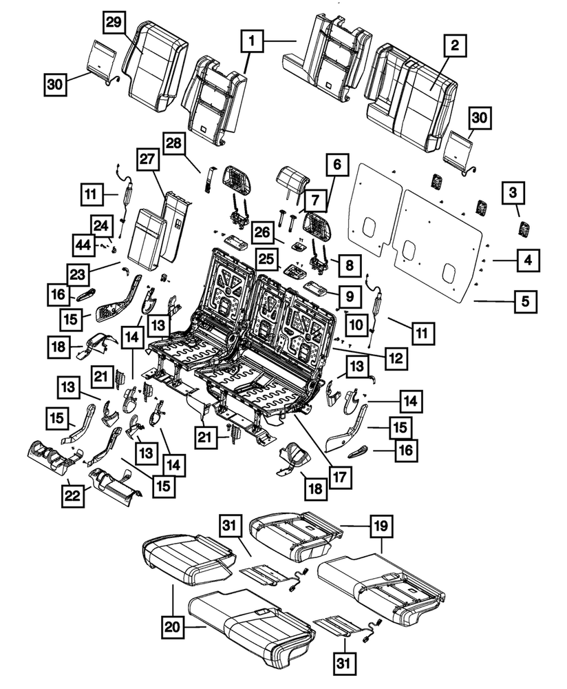Genuine Mopar Rear Seat Cushion Cover Right 1XW90DX9AA