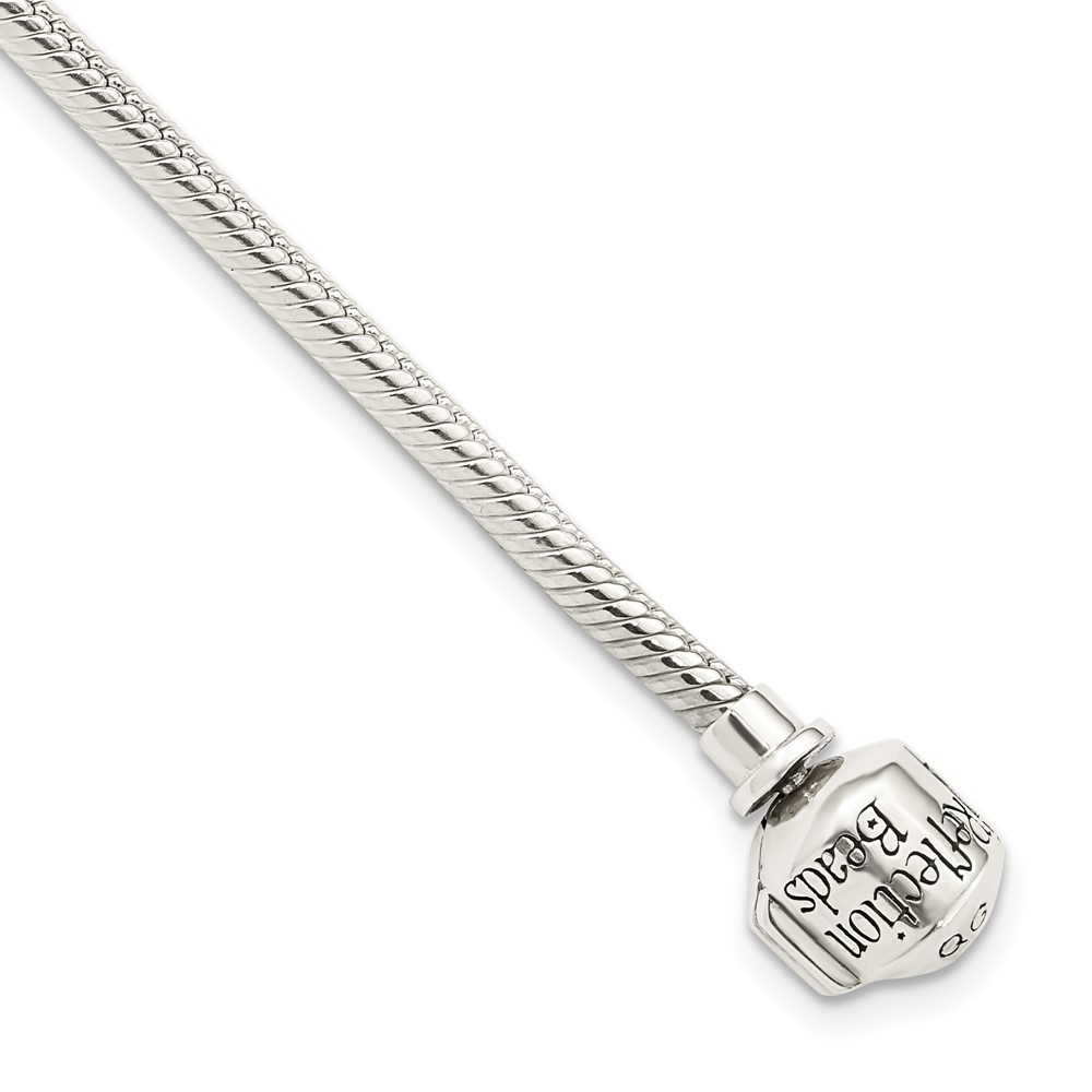 Sterling Silver Reflections Hinged Clasp Bead Bracelet 7