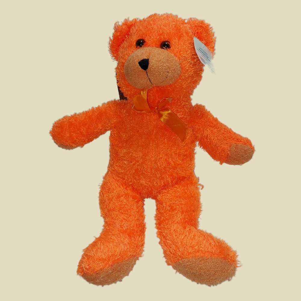Goffa Teddy Bear Plush Orange Bow Bear Nose tag 12
