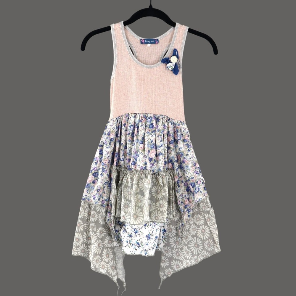 Truly Me Asymmetrical Layered Floral Dress Girls 3T Boho Bohemian Cute Summer