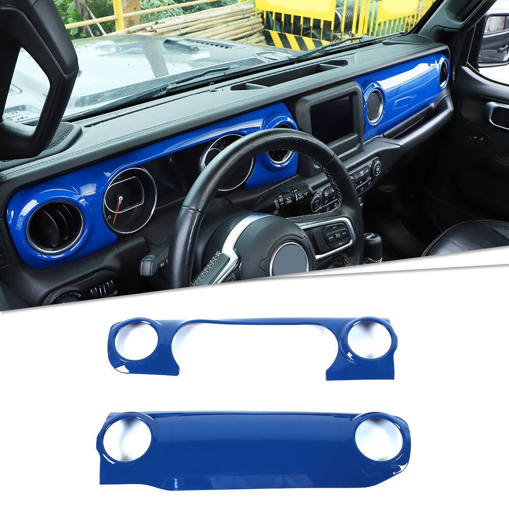 Blue Dashboard Center Console Panel Cover Trim Bezel For Jeep Wrangler JL JT 18+