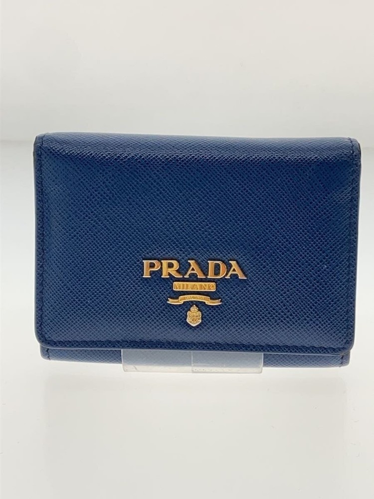 Prada Blue Solid Color Bifold Wallet for Women 1MH026