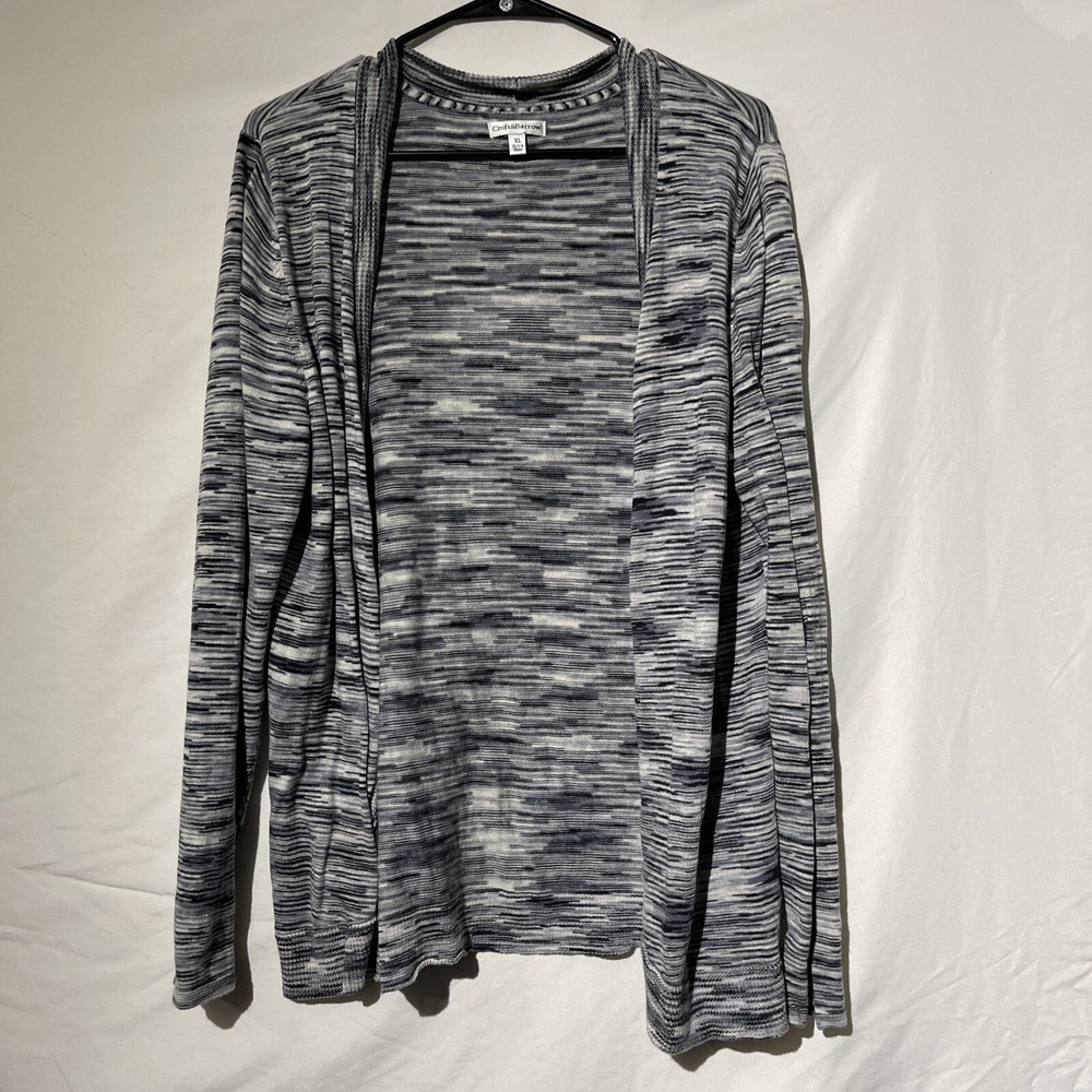 Croft&Barrow Womens Size XLarge Long Sleeve Cardigan Over Shirt Top Gray Black