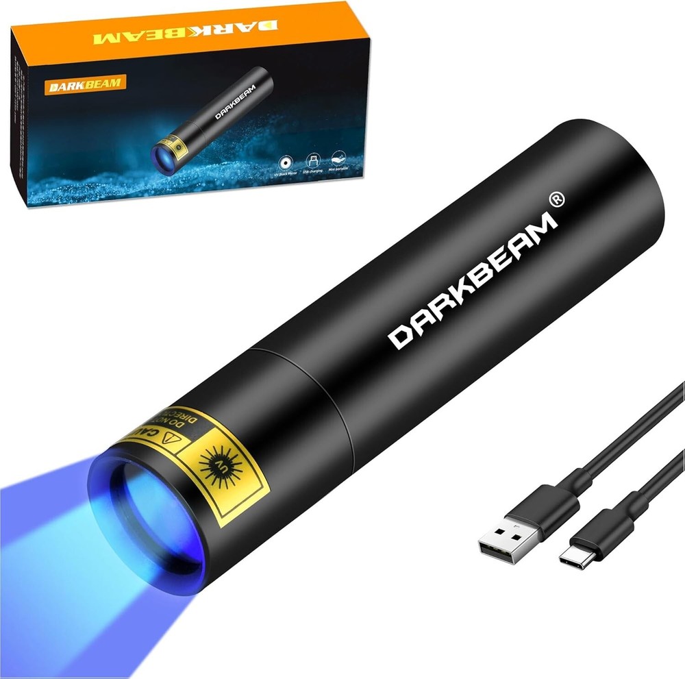 UV Black Light Flashlight 365Nm Rechargeable USB Mini Darkbeam