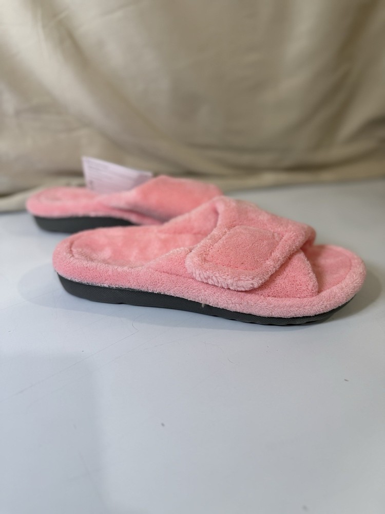 GRITHEIM Women's Pink Orthotic Arch Support Slippers Fuzzy Adjustable Size 8