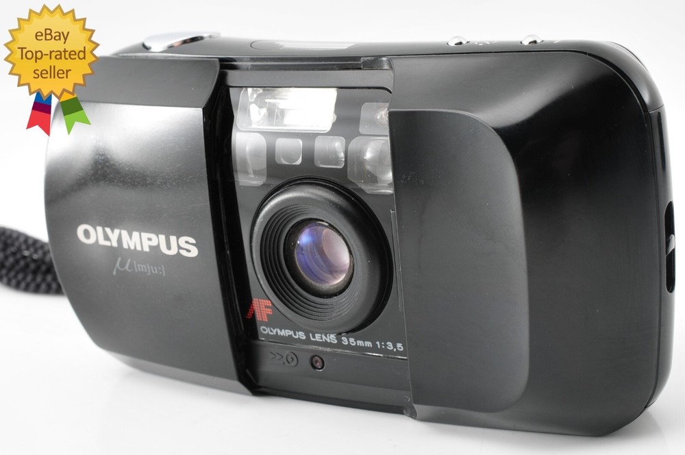 [ MINT w/Strap] Olympus μ mju AF 35mm f3.5 Black Point & Shoot From JAPAN#1061