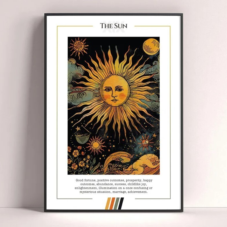 Sun Tarot Card Art Print - Digital Tarot Poster Download