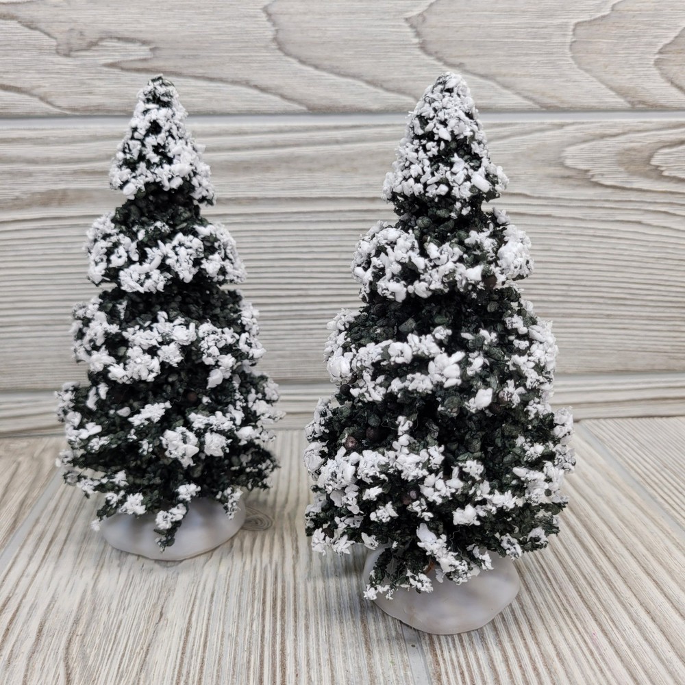 Lemax Pine Evergreen Tree with Flocked Snow for Christmas Village Display