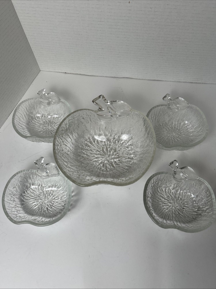 Clear Glass Apple Shape Serving Bowl  8