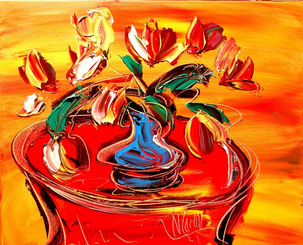 Mark Kazav  FLOWERS art Abstract Modern CANVAS Original  IMRESSIONIST HNGHN