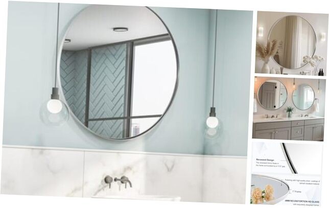 30 Inch Polished Chrome Round Mirror 30L x 30W Circle Wall Decor