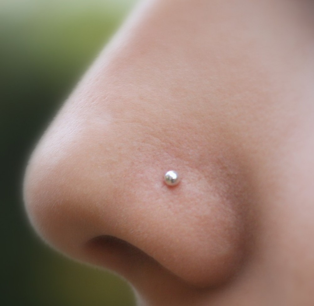 Nose Ring Piercing - Nose Ring - 2 mm Ball  Sterling Silver Nose Stud 22 gauge