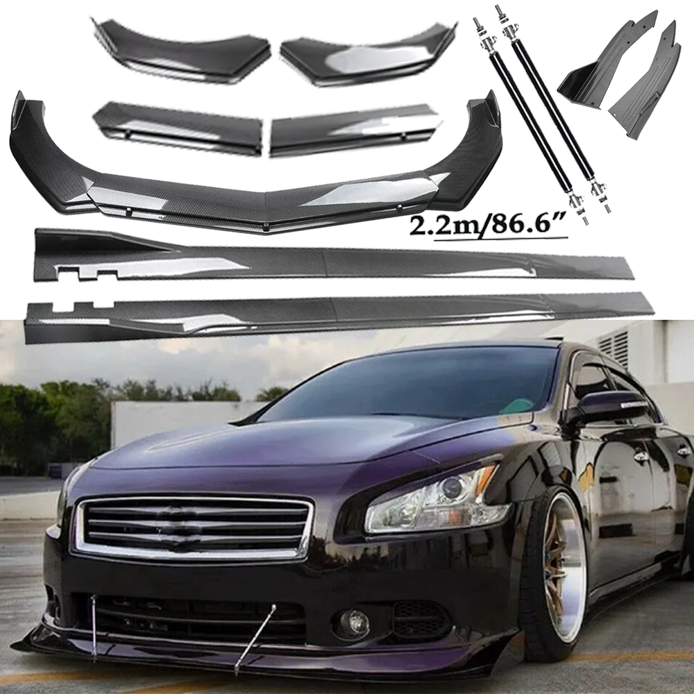 Nissan Maxima ST Carbon Fiber Front Bumper Lip & Side Skirt Kit