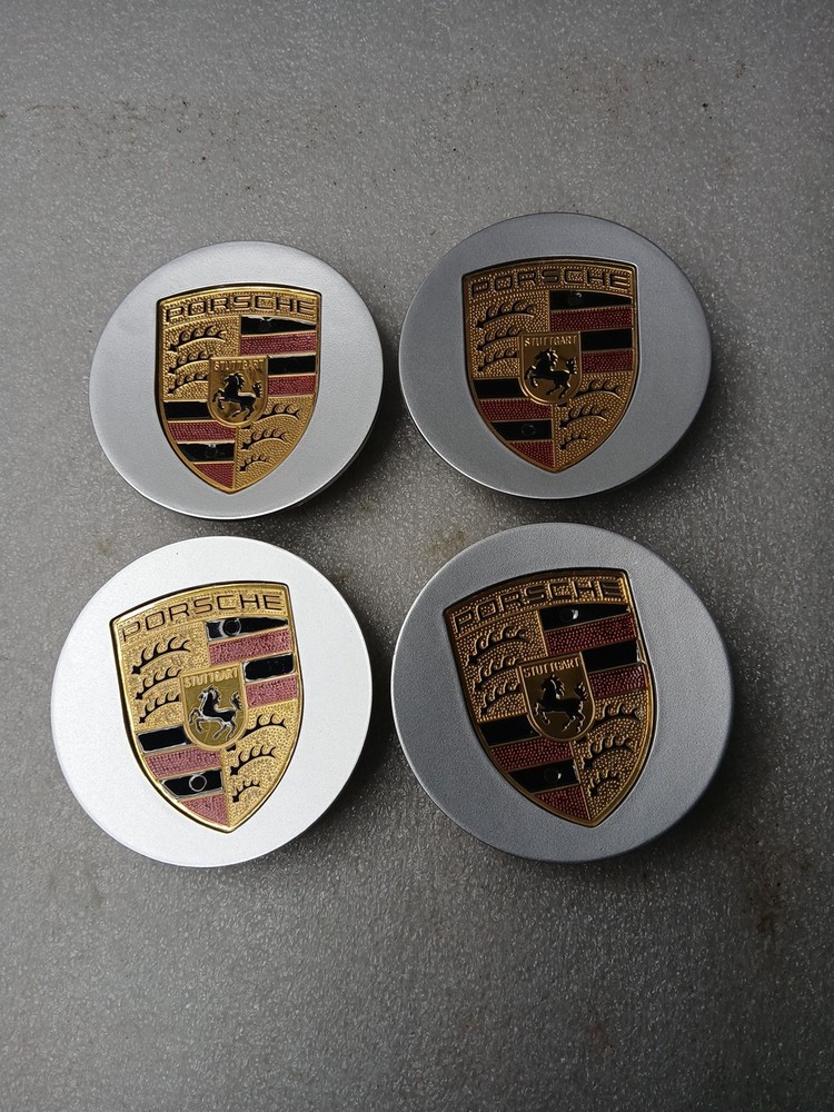 SET OF 4 76mm Silver Porsche Center Caps Refinished 911 Cayenne Panamera Cayman