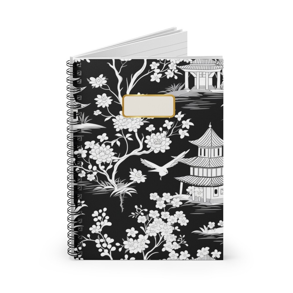 Chinoiserie Inspired Spiral Notebook - Ideal for Sketching and Planning