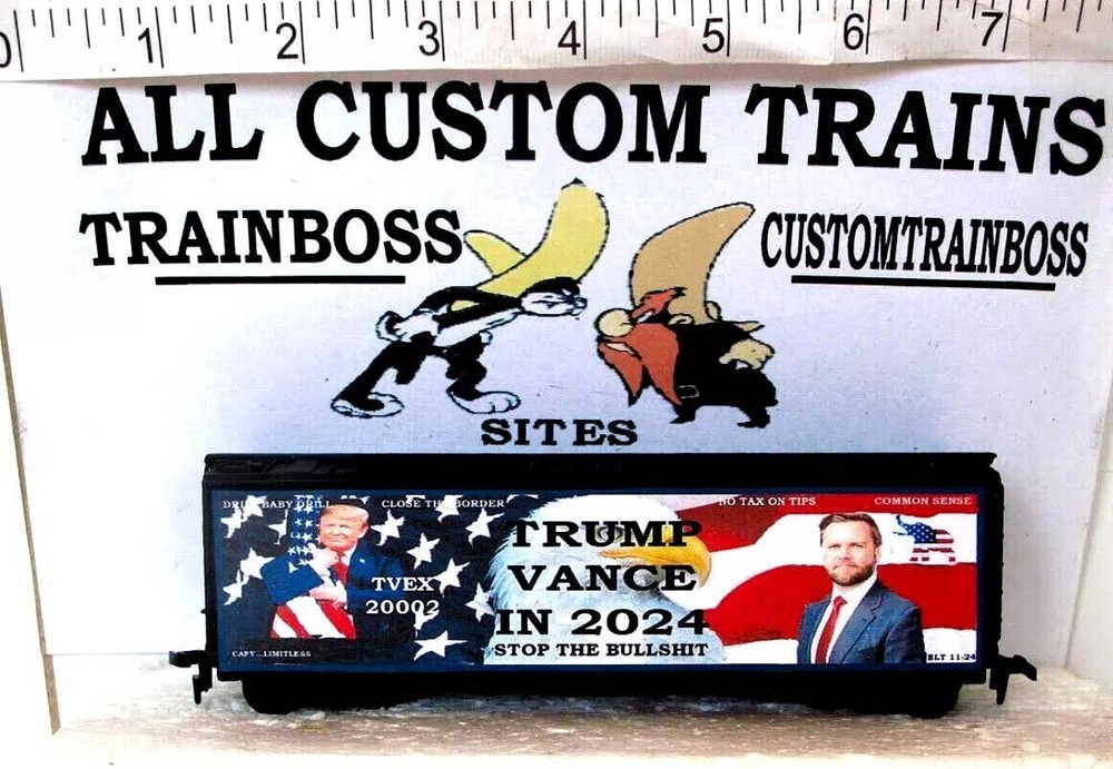 HO SCALE CUSTOM LETTERED TRUMP TRAIN 2024  REEFER ALSO AVAIL O 🎩🎩🎩