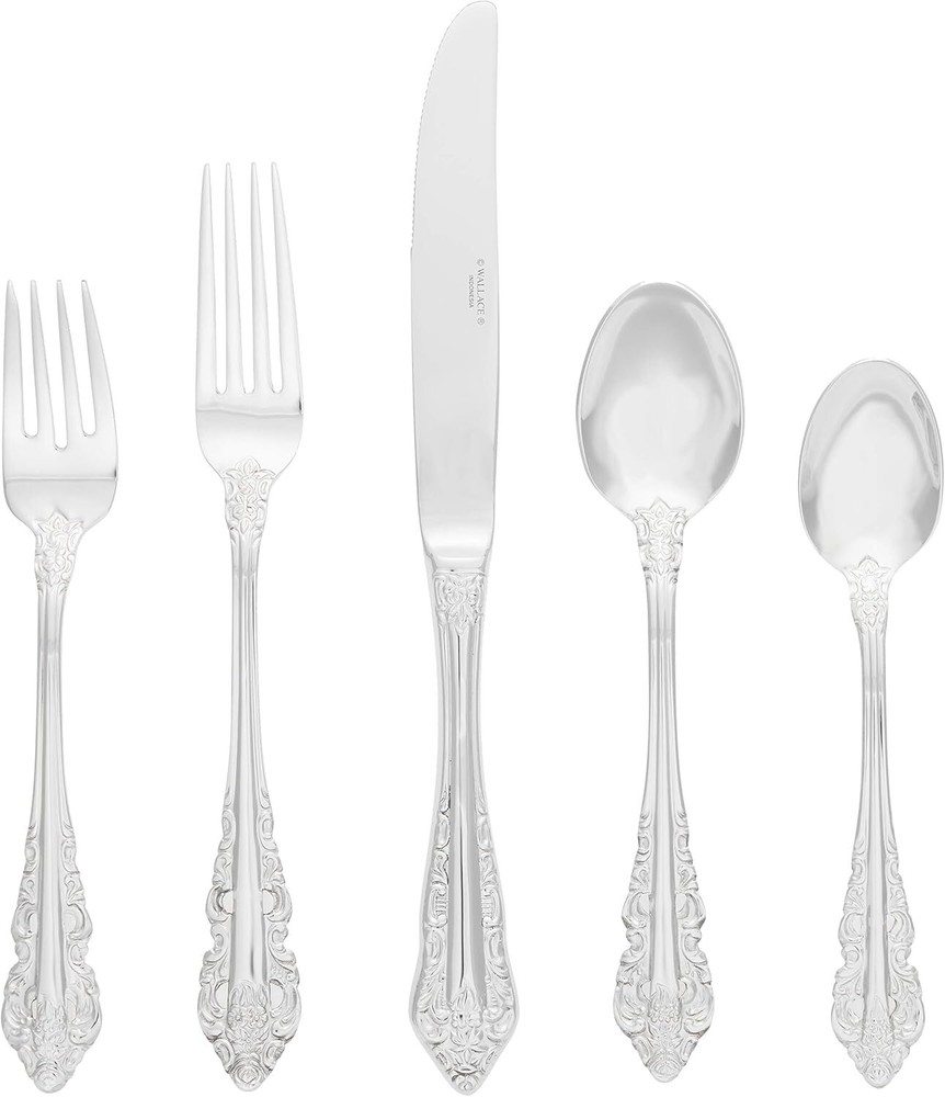 Wallace Antique Baroque 65-Piece 18/10 Stainless Steel Flatware Set, Service