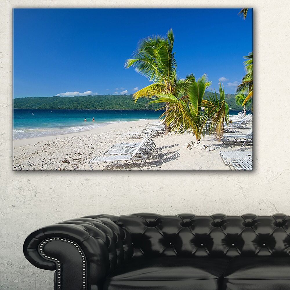 Beach Coconut Palms in Wind - Seashore Large wall art canvas  Large
