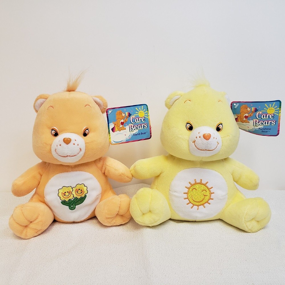 Care Bears 2003 Nanco Funshine Bear Plush Stuffed Animal Set of 2