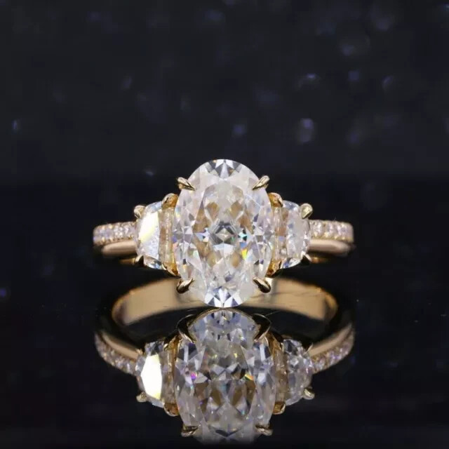 2Ct Oval Cut Simulated Diamond Engagement Ring in 14K Yellow Gold Plated