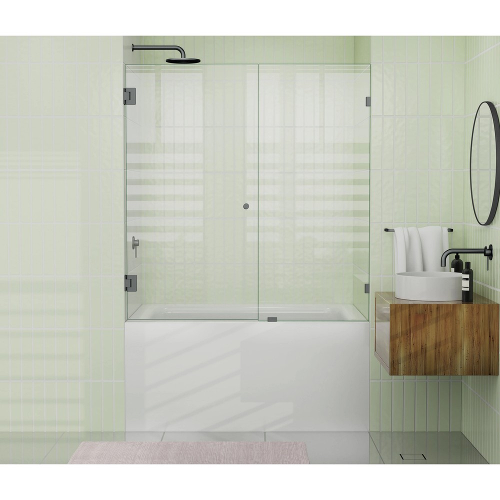 Frameless Shower Bath Door 58.25 x 54 in Oil Rubbed Bronze by Glass Warehouse