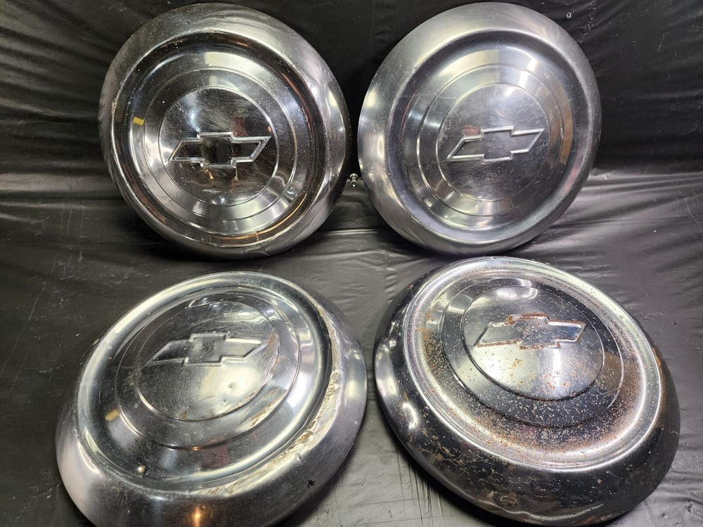 1951 52 53 Chevrolet Chevy GM Belair line Dog Dish Hub Caps Wheel Cover Bowtie