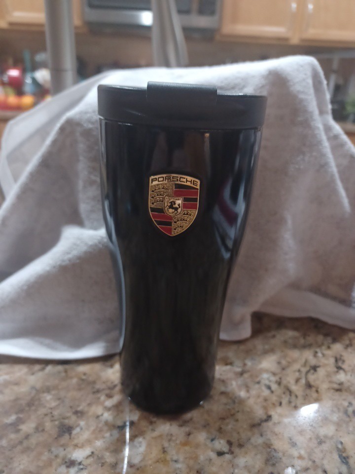 Porsche Thermal Mug Matte Black | 450ml (15 fl oz) Stainless Steel Travel Cup