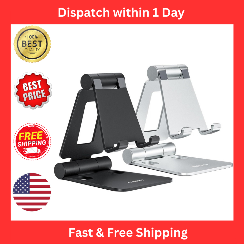 Nulaxy 2-Pack Adjustable Dual Folding Phone Stand in E-Silver