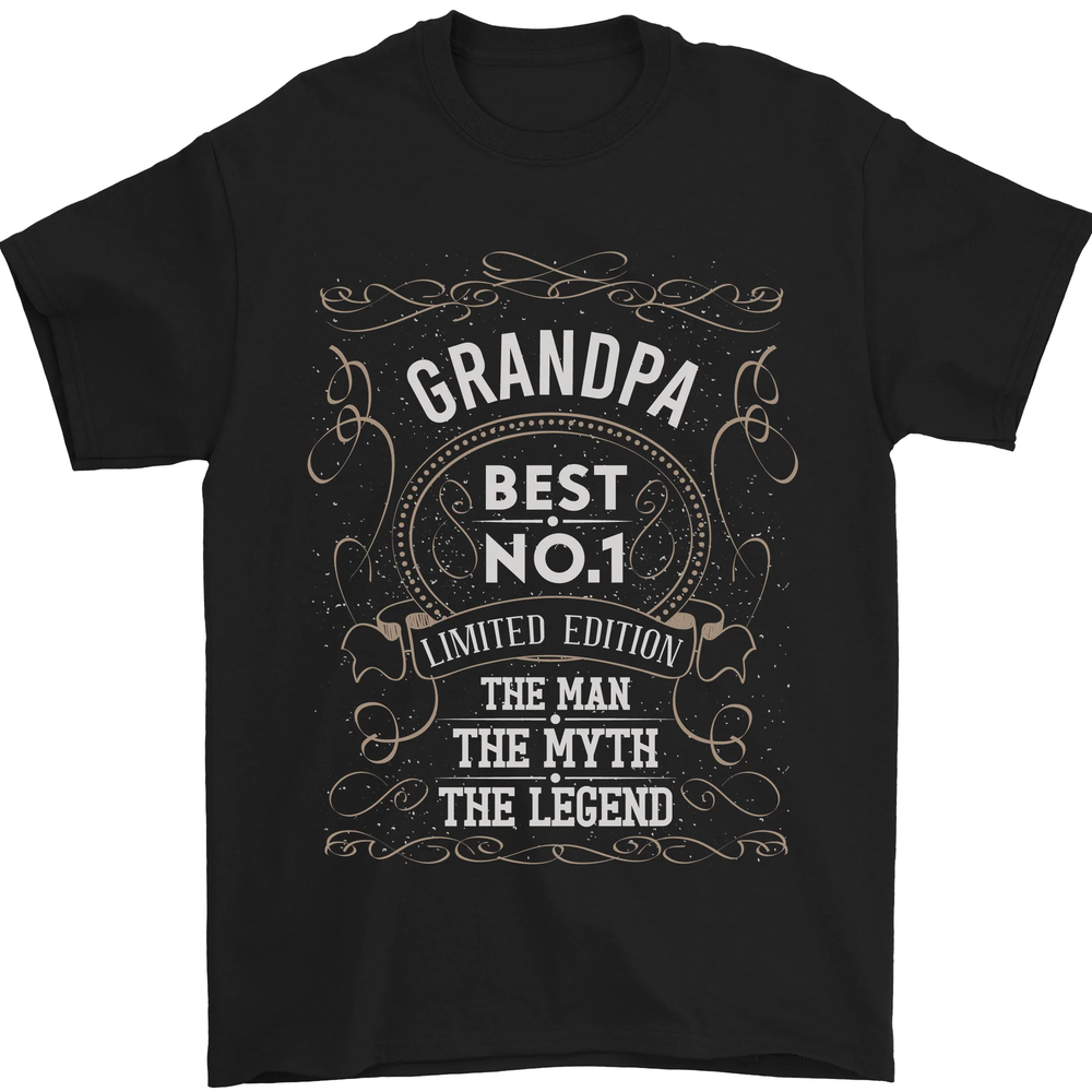 Fathers Day No 1 Grandpa Man Myth Legend Mens T-Shirt 100% Cotton-image