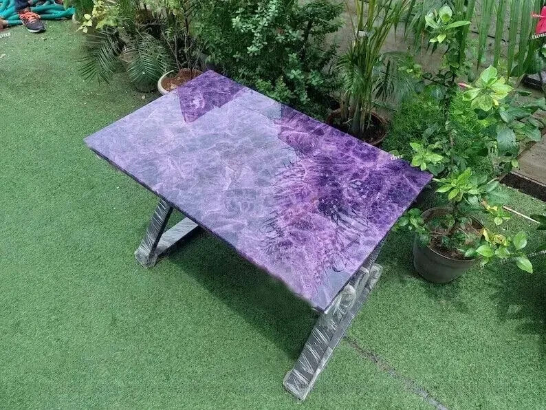 Amethyst Agate Coffee Table Top Cyber Monday Sale Decorative Quartz Slab-image