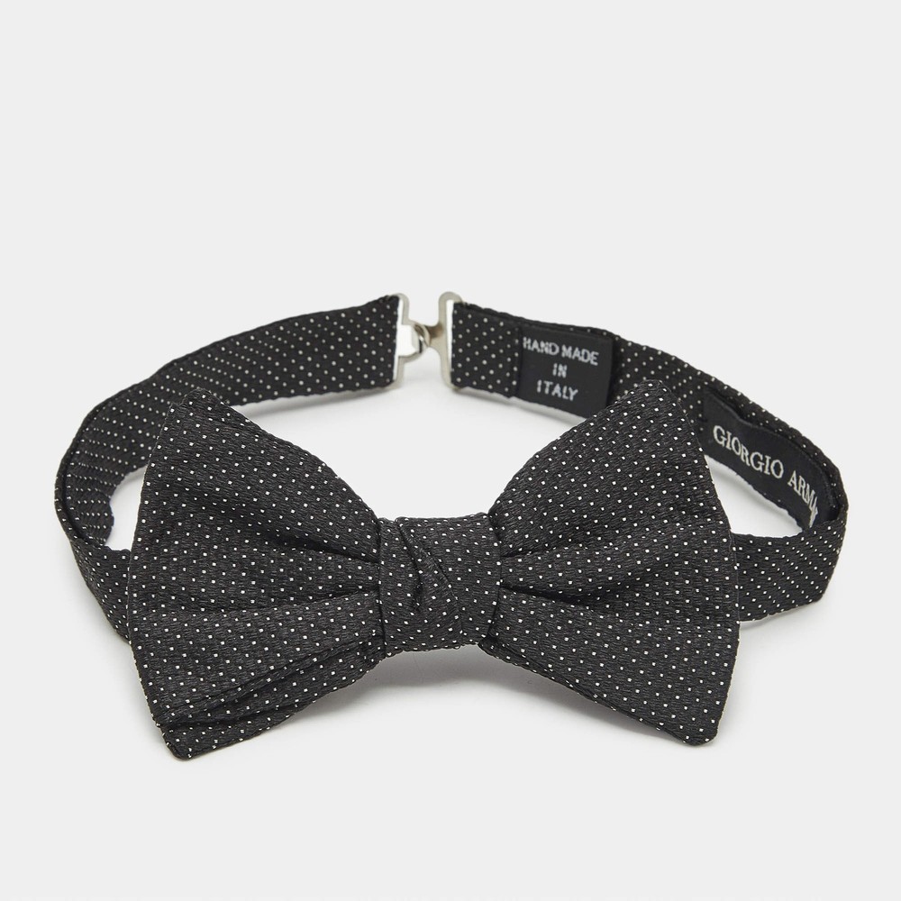 Giorgio Armani Black Silk Dotted Bow Tie
