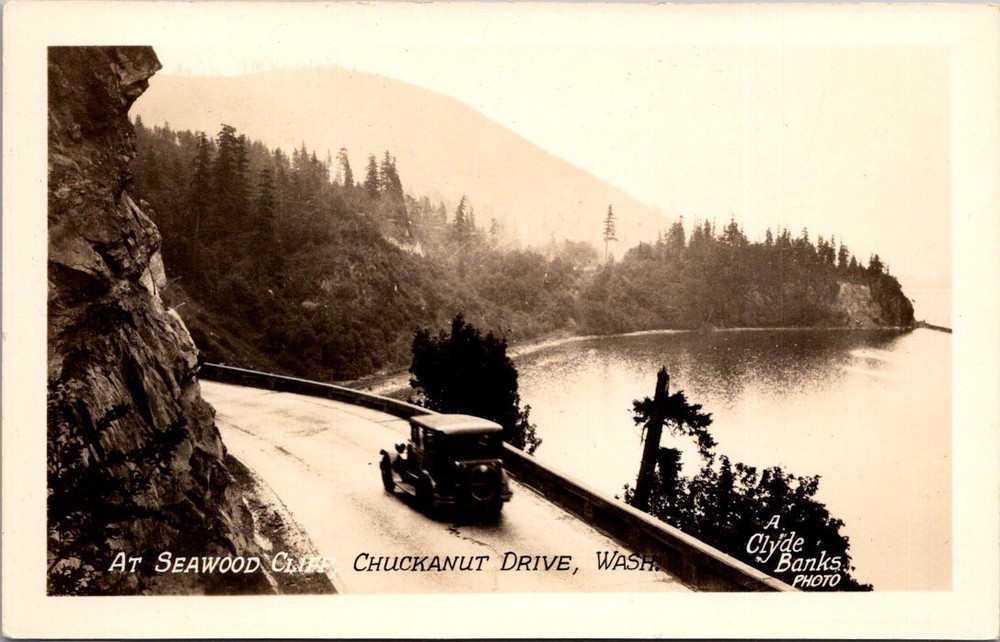Vintage RPPC Chuckanut Dr WA Seawood Cliff Scenic Highway Clyde Banks Postcard