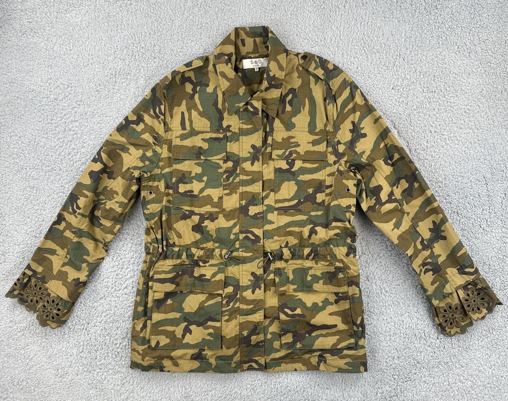 Sea New York Women’s S Camo Camouflage Eyelet Lace Trim Carina Jacket NWOT Nice