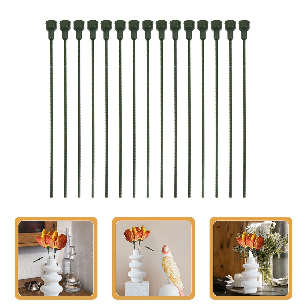15-Piece Pot Bouquet Holder Wire Flower Extension Pole for Faux Plants
