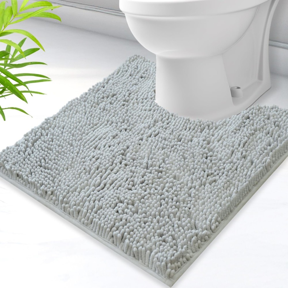 W&U Toilet Rugs U-Shaped,Super Absorbent Chenille Bathroom Rugs