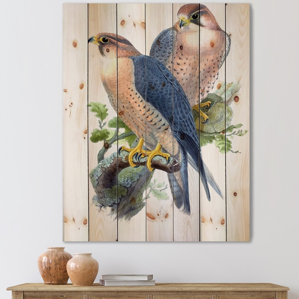 Designart 'Vintage Birds II' Traditional Print on Natural
