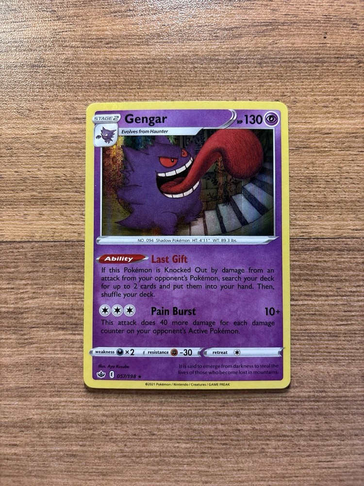Pokémon TCG Gengar Holo Rare Chilling Reign 057/198 LP Sword & Shield Card
