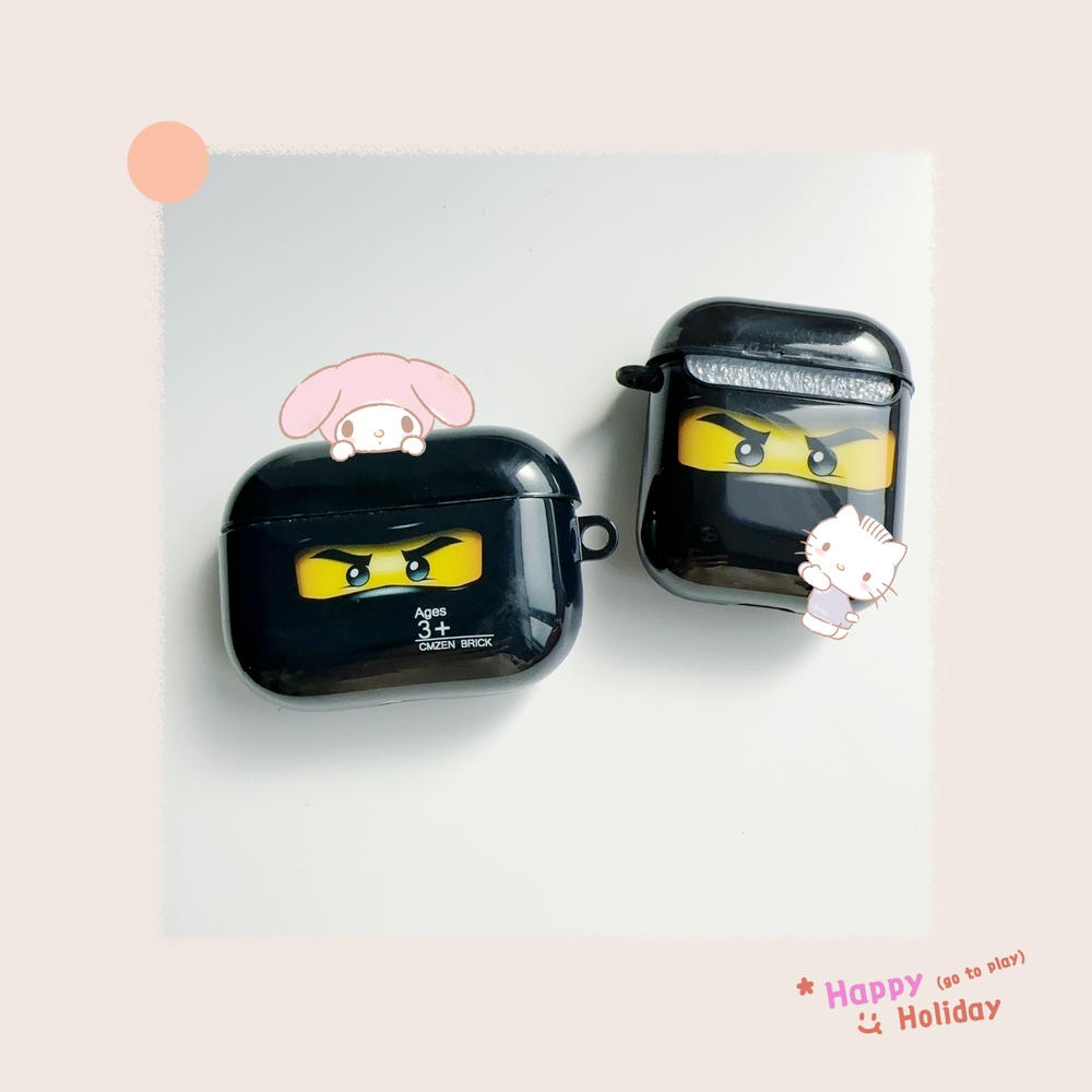 Clearance Sale Black AirPods Case with Cute Boy Design Light Scratch-image