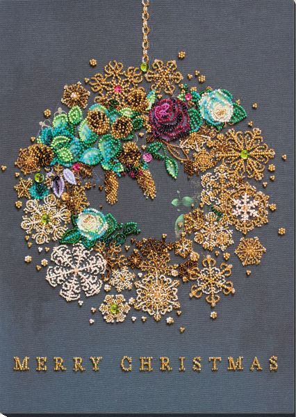 Bead embroidery kit New Year's wreath needlework kit Art canvas beadwork pattern