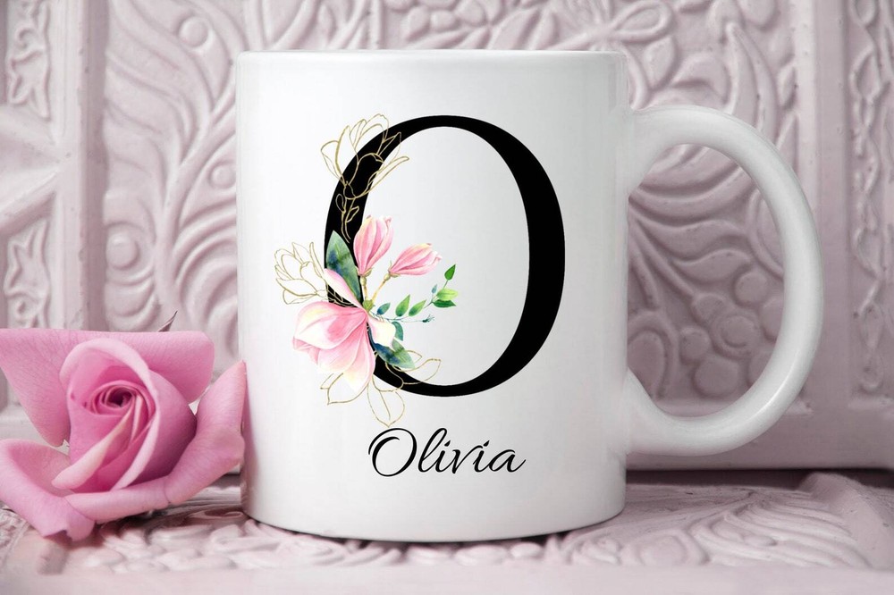 Personalized O Initial Mug Custom Coffee Cup Bestie Gift Monogram Mugs Gift For