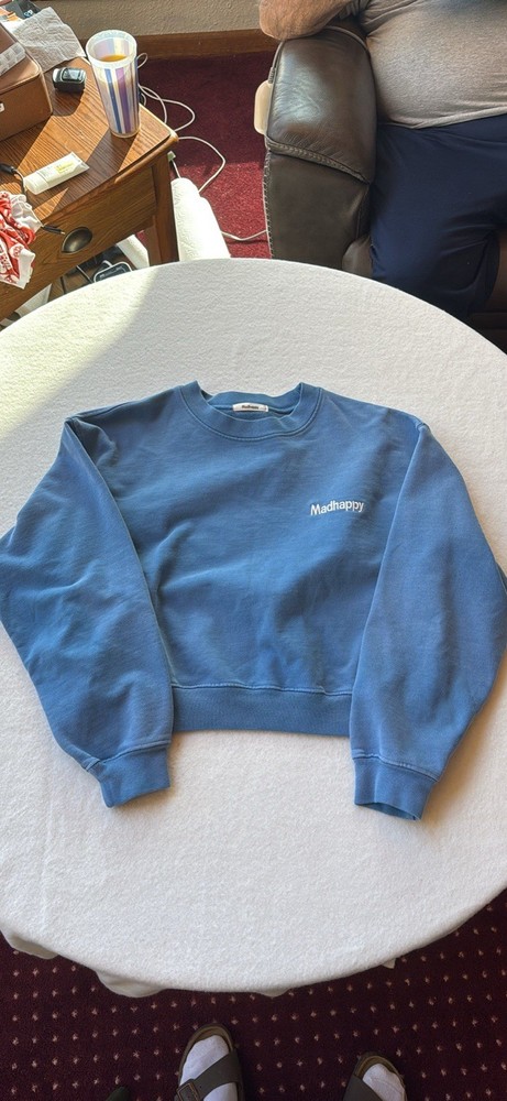 Madhappy Campus Essentials Small Blue Crewneck Pullover Long Sleeve Sweatshirt