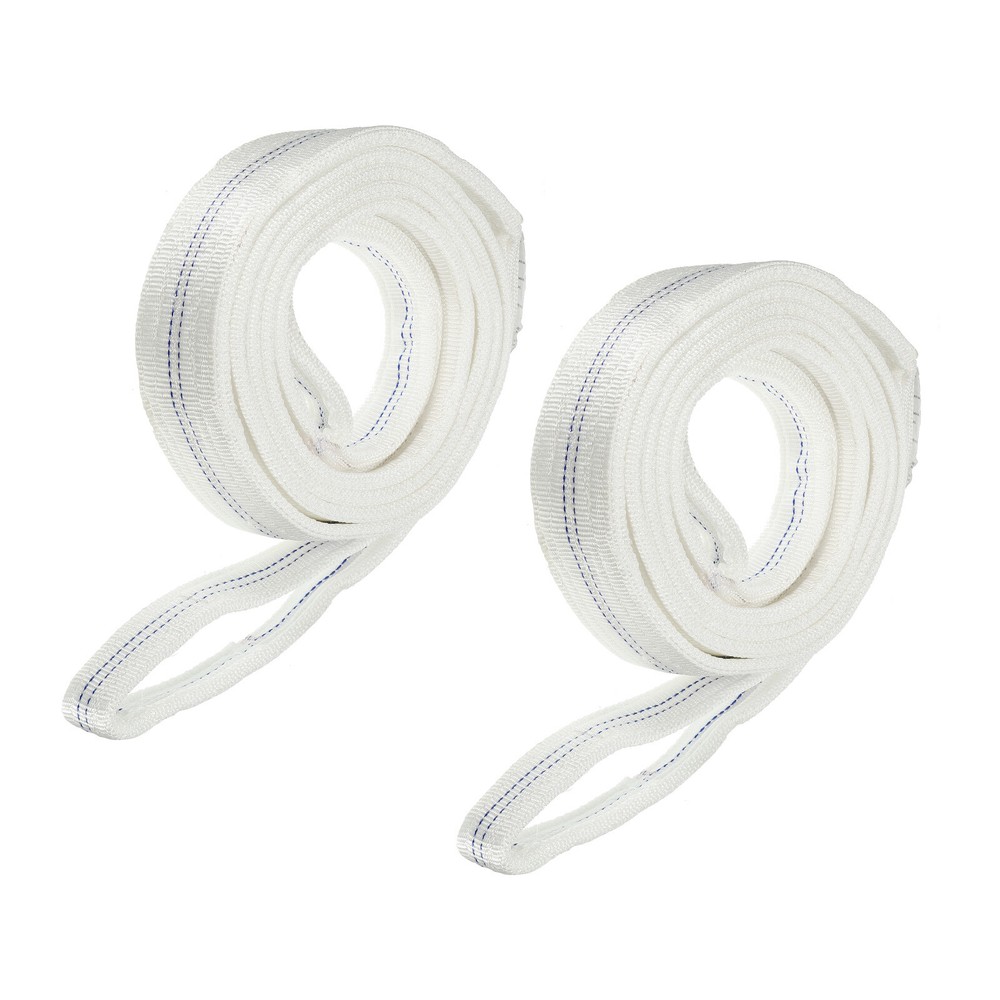 2 Pcs Lifting Slings Straps Polypropylene 19ft Flat Lifting Belts(6613lbs) White