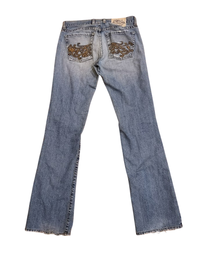 VTG Y2K Lucky brand jeans women's 26 floral sundown jean embroidered pockets USA