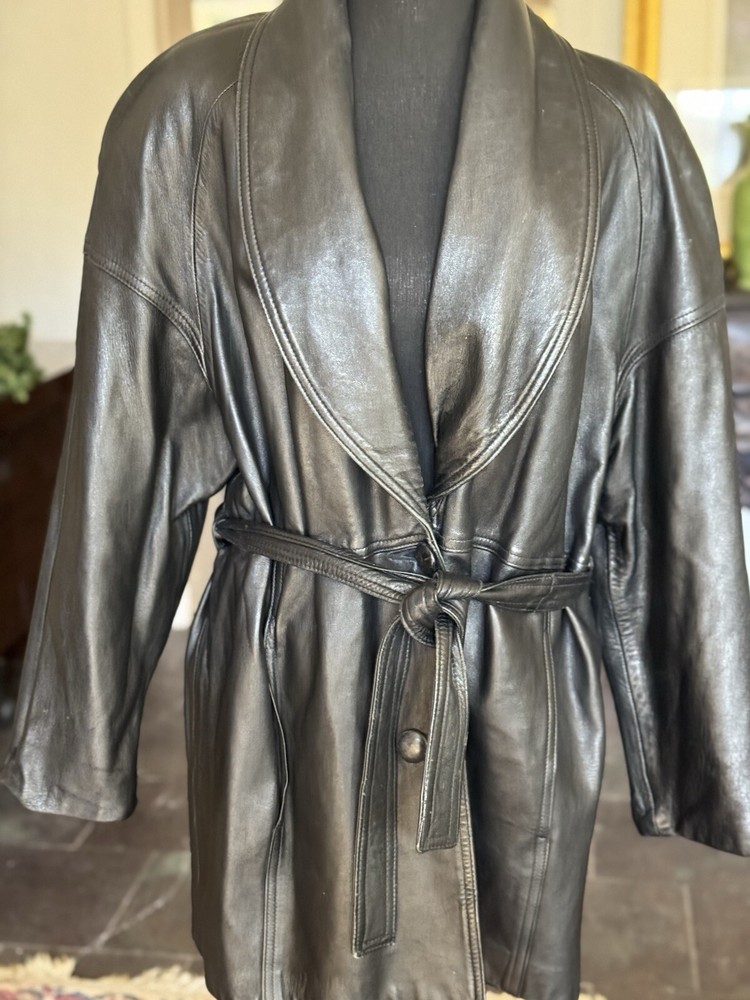 Vintage Black Genuine Leather Jacket Size Medium