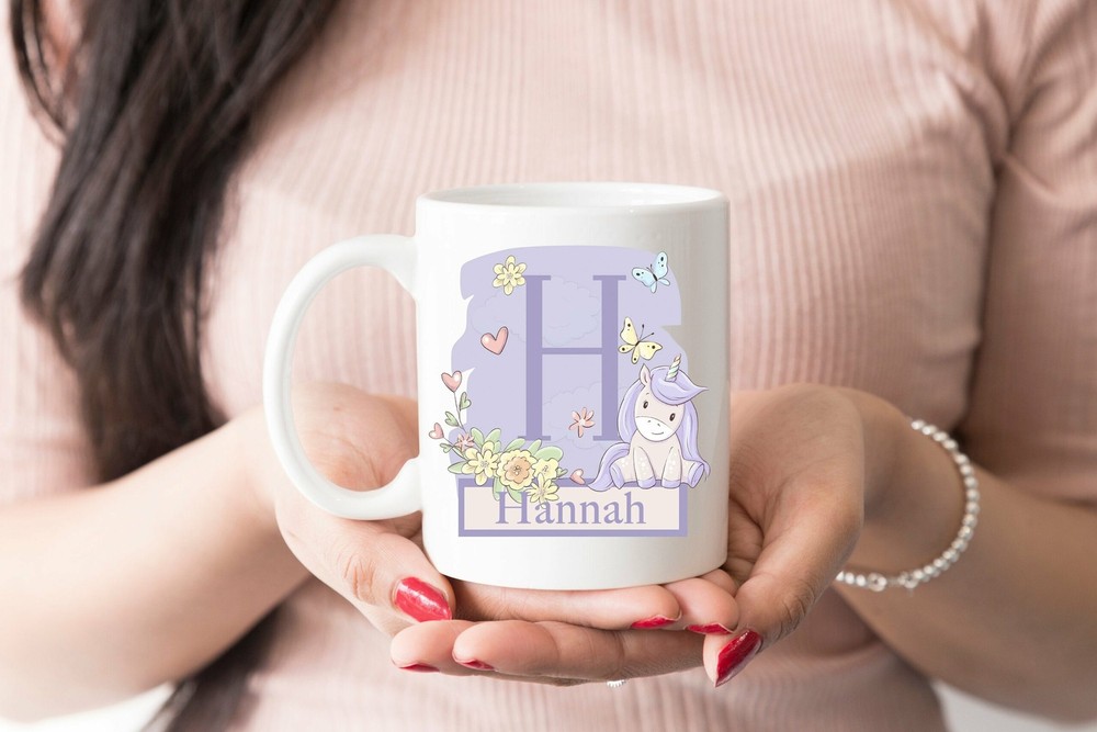 Unicorn Personalised Initial Mug With Any Letter A Z With Name Tea Coffee Hot