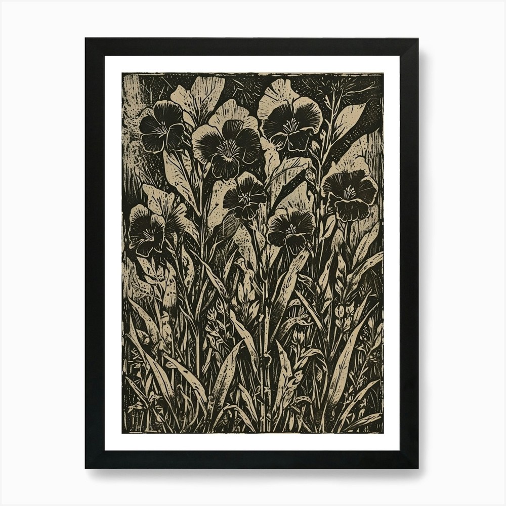 Flowers In A Field Art Print Framed Wall Art Poster Canvas Print Picture