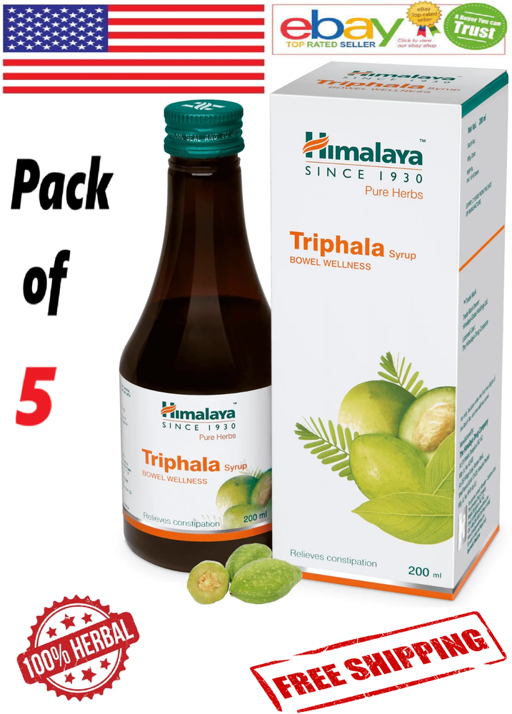 5x Himalaya Triphala Syrup For Bowel Wellness 100% Natural 200ml. Each FREE SHIP