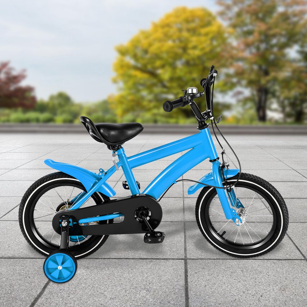 14 Zoll Kinderfahrrad mit Stützrädern für 3-4 Jahre Jungen Classic Bike Blau NEU