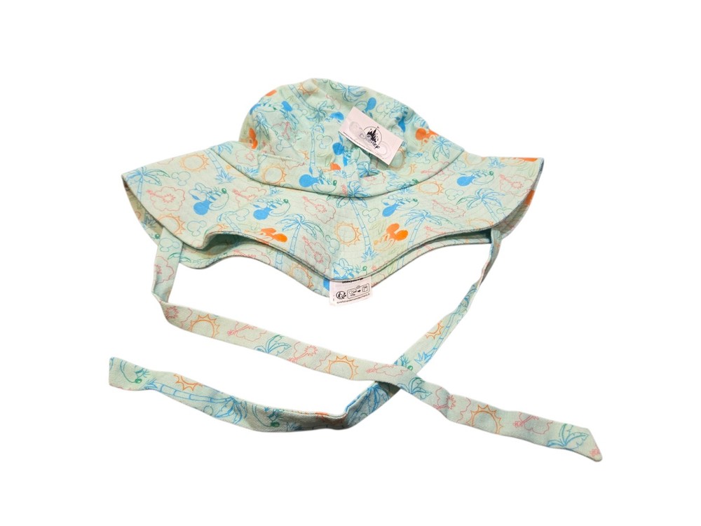 Disney Parks Tropical Mickey & Minnie Adult Sun Bucket Hat with Ties NEW