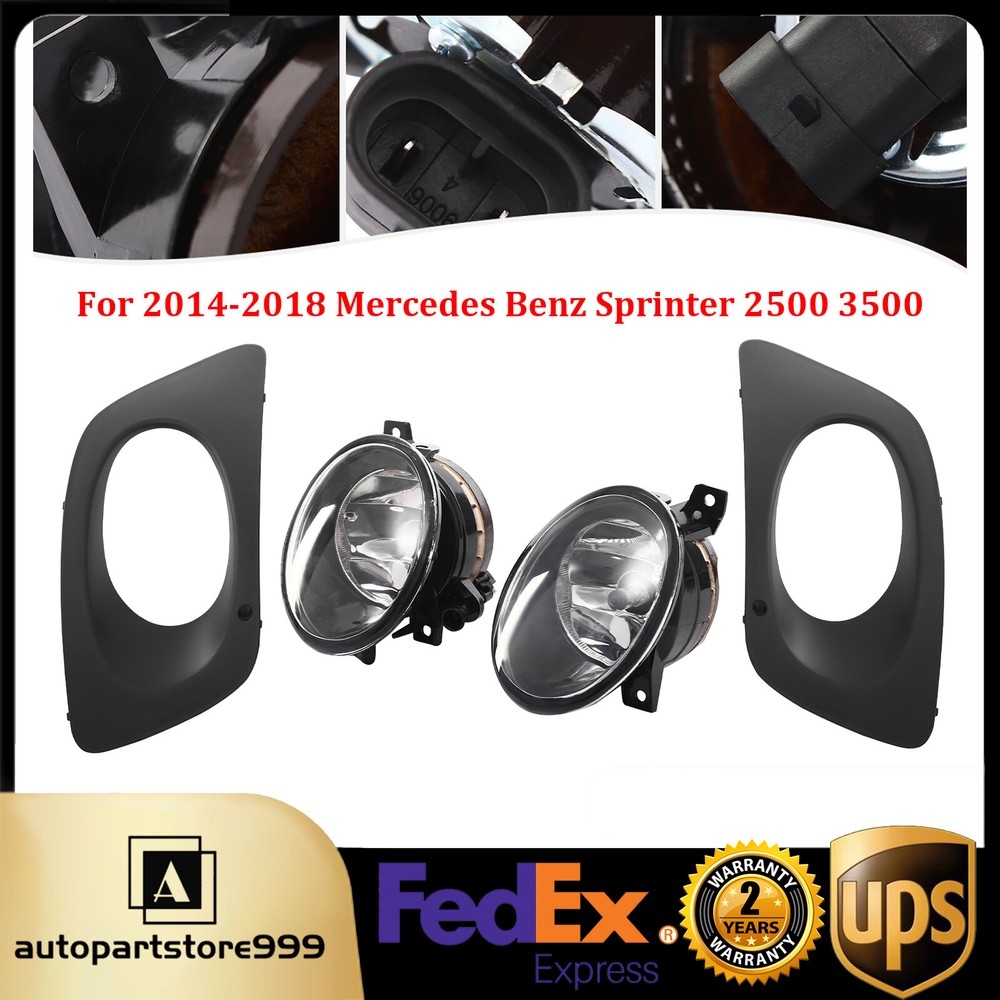 Left+Right Fog Light For 2014-2018 Mercedes Benz Sprinter 2500 3500 With cover